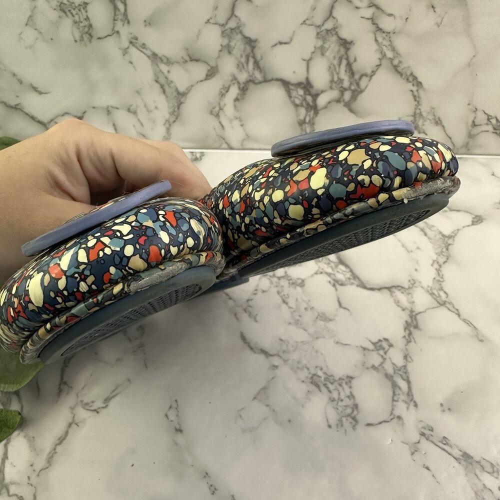 Tory Burch Womens Reva Ballet Flats Size 7 Blue Red Speckle Print Patent Leather - Picture 6 of 8